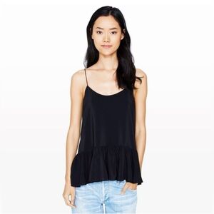 Club Monaco 100% Silk Black Peplum Camisole Top